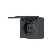 Розетка 1-м ОП LETO с заземл. с крышкой LETO ПБТ графит LEZARD 752-3400-123B