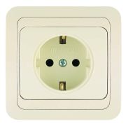 Розетка 1-м СП Mimoza 16А IP20 с заземл. керамика крем./крем. Makel 25008